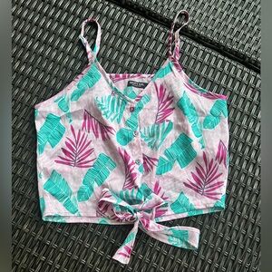 Nasty Gal Pink Tie Palm Tank Size US Womens 6